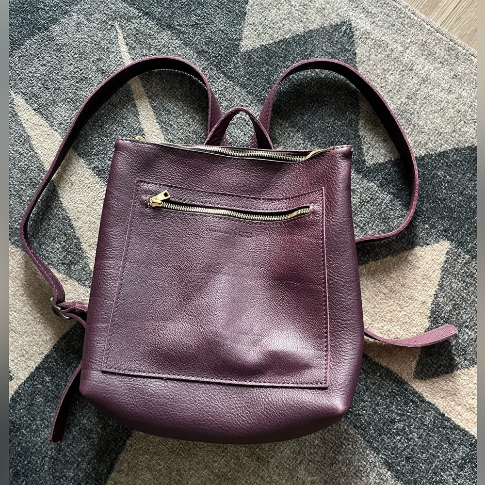 Portland leather tote backpack